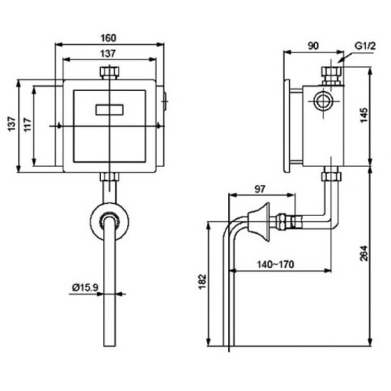 Van Xả Cảm Ứng Inax OKUV-32SM Dùng Điện