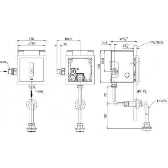 Van Xả Cảm Ứng TOTO DUE113UPK Dùng Pin