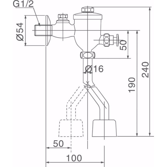 Van Xả Nhấn Bồn Tiểu Inax UF-6V (Ống Cong)