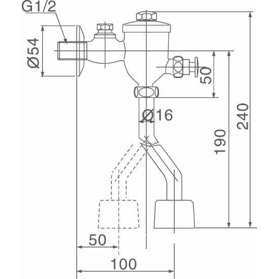 Van Xả Nhấn Bồn Tiểu Inax UF-8V (Ống Thẳng)