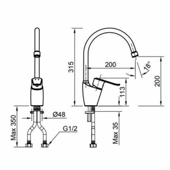 Vòi Bếp Inax SFV-2011S Nóng Lạnh