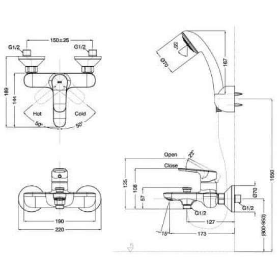 Vòi Hoa Sen Inax BFV-1403S-4C Nóng Lạnh