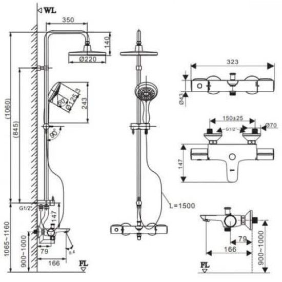 Vòi Sen Tắm Cây Inax BFV-3415T nhiệt độ